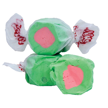 Taffy Town’s Watermelon taffy candy with bright green and pink coloring—whipped salt water taffy with a fruity, summer-inspired flavor.